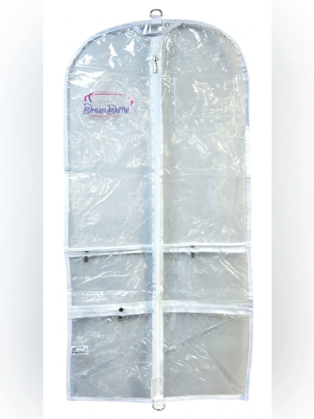 clear gusseted garment bag with fabric trim - dream duffel!
